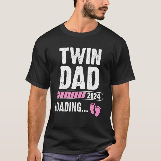 Twin Dad loading 2024 Zwangerschapsaankondiging T-shirt (Voorkant)
