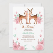 Twin Deer Baby shower Invitation Kaart (Voorkant)