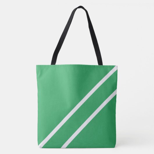 Twin Diagonal White Racing Stripes op Zee Groen Tote Bag (Voorkant)