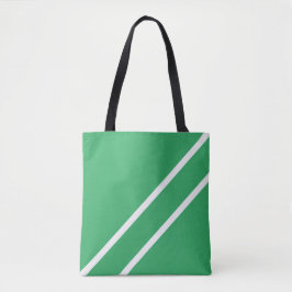 Twin Diagonal White Racing Stripes op Zee Groen Tote Bag