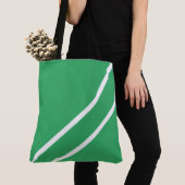 Twin Diagonal White Racing Stripes op Zee Groen Tote Bag (Dichtbij)