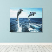 Twin Dolphins Canvas Afdruk (Insitu (Houten vloer))