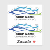 Twin Dolphins Scuba School Sticker (Vel)