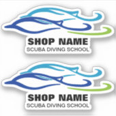 Twin Dolphins Scuba School Sticker (Voorkant)