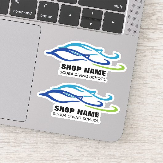 Twin Dolphins Scuba School Sticker (Detail)
