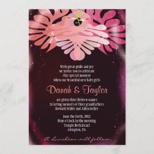 Twin Doves Jewish Baby Naming Invitation Hebreeuws Kaart