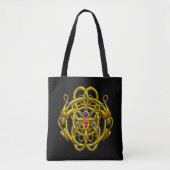 TWIN DRAGONS Gold Celtic Knoks, edelstenen in zwar Tote Bag (Voorkant)