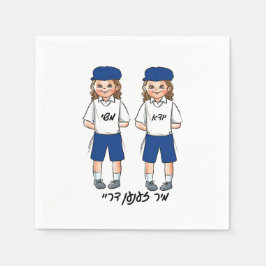 Twin drie jaar oud jongen upsherin servet