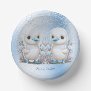 Twin Ducks Blauw Floral Paper Bowl Papieren Kommen