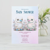 Twin Ducks Bloemen Baby shower Uitnodiging (Staand voorkant)