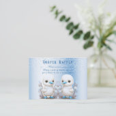 Twin Ducks Blue Floral Baby shower Informatiekaartje (Staand voorkant)