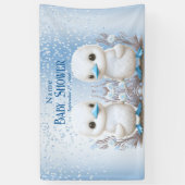 Twin Ducks Blue Floral Baby shower Welkom Spandoek (Verticaal)