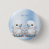 Twin Ducks Blue Floral Button (Voorkant)