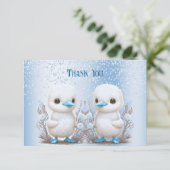 Twin Ducks Blue Floral Dank u kaart (Staand voorkant)