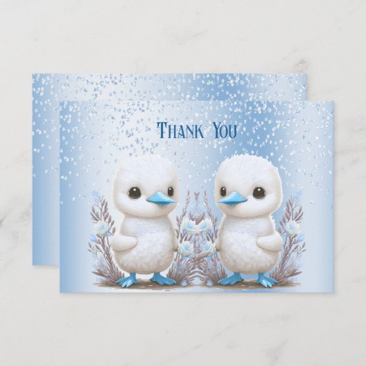 Twin Ducks Blue Floral Dank u kaart (Voorkant / Achterkant)