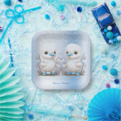 Twin Ducks Blue Floral Paper Bord (Feest)