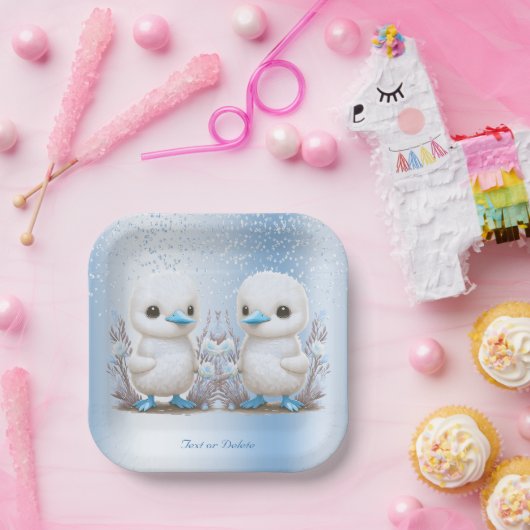 Twin Ducks Blue Floral Paper Bord (Feest)