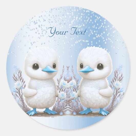 Twin Ducks Blue Floral Sticker (Voorkant)
