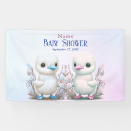 Twin Ducks Floral Baby shower Welkom Spandoek