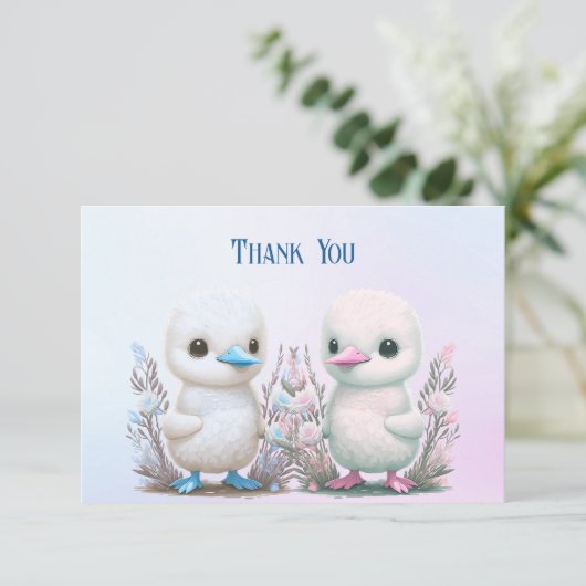 Twin Ducks Floral Dank u kaart (Staand voorkant)