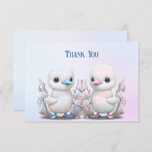 Twin Ducks Floral Dank u kaart (Voorkant / Achterkant)