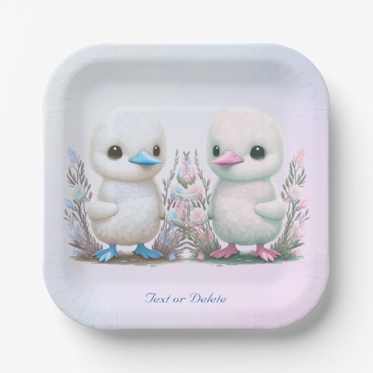 Twin Ducks Floral Paper Bord (Voorkant)