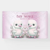 Twin Ducks Pink Floral Baby shower Welkom