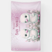 Twin Ducks Pink Floral Baby shower Welkom Spandoek (Verticaal)