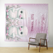 Twin Ducks Roze Bloemen Achtergrond Wandkleed (In Situ (horizontaal))