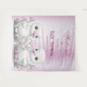 Twin Ducks Roze Bloemen Achtergrond Wandkleed (Voorkant (horizontaal))