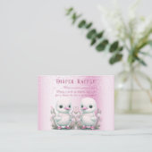 Twin Ducks Roze Bloemen Baby shower Informatiekaartje (Staand voorkant)