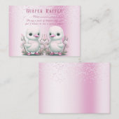 Twin Ducks Roze Bloemen Baby shower Informatiekaartje (Voorkant / Achterkant)