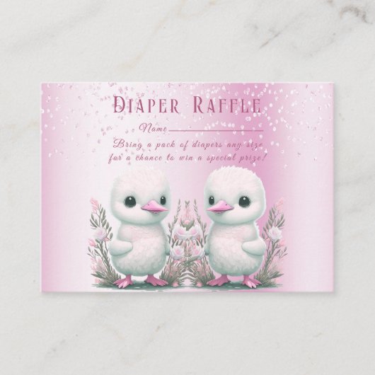 Twin Ducks Roze Bloemen Baby shower Informatiekaartje (Voorkant)