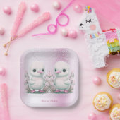 Twin Ducks Roze Bloemen Papier Bord (Feest)