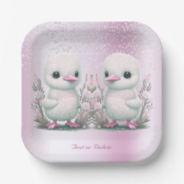 Twin Ducks Roze Bloemen Papier Bord