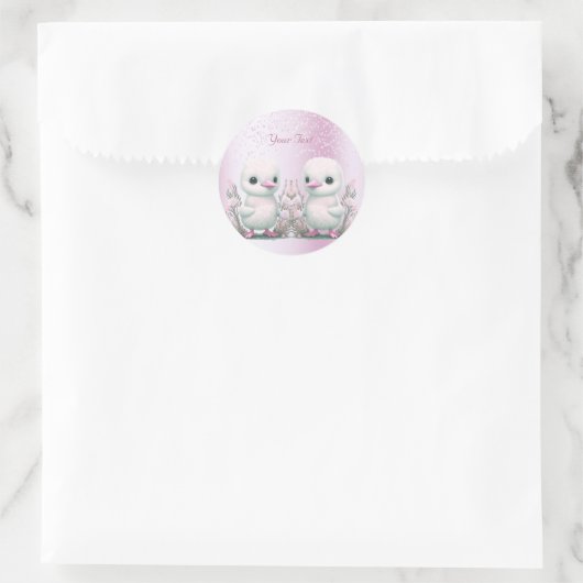 Twin Ducks Roze Bloemen Sticker (Tas)