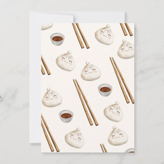 Twin Dumplings Dim Sum Genderneutraal Baby shower Kaart (Achterkant)