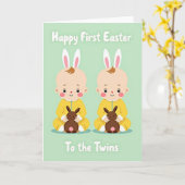 Twin Easter Bunny Art Card Kaart (Gele Bloem)