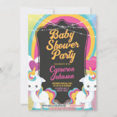 Twin Eenhoorns Baby shower Schattige Kleurrijk Kaart (Voorkant)