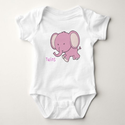 Twin Elephant baby onsie Romper (Voorkant)