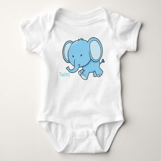 Twin Elephant baby onsie Romper (Voorkant)
