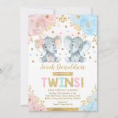 Twin Elephant Baby shower Boy & Girl Twins Kaart (Voorkant)