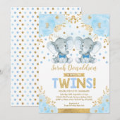 Twin Elephant Boys Kleine Heren Baby shower Kaart (Voorkant / Achterkant)