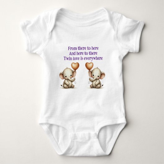 Twin Elephant Love Romper (Voorkant)