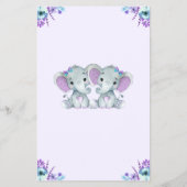 Twin Elephant raden het Snoep Baby shower spel Flyer (Achterkant)