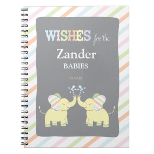 Twin Elephants   Advice Baby shower-laptop Notitieboek