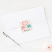 Twin Elephants Baby shower Dank u Vierkante Sticker (Envelop)