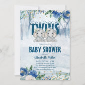 Twin Elephants Winter Baby shower Invitation (Voorkant)