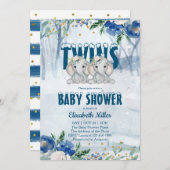 Twin Elephants Winter Baby shower Invitation (Voorkant / Achterkant)