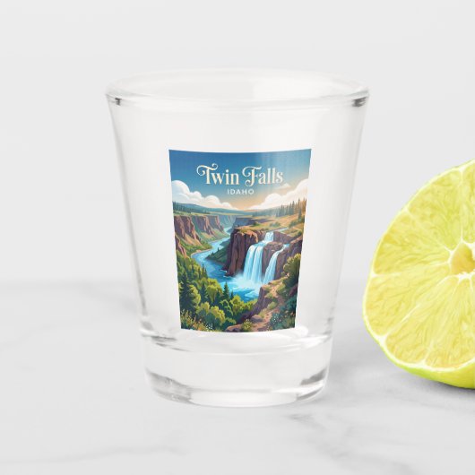 Twin Falls Idaho Shot Glas (Voorkant)